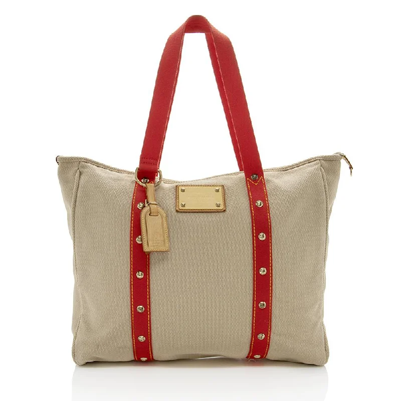 Louis Vuitton bags with a front - flap pocket for quick - access itemsLouis Vuitton Canvas Antigua Cabas GM Tote  (SHF-14583)