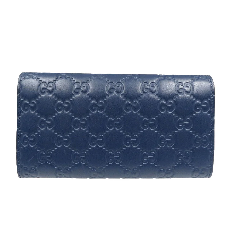 Gucci Marmont bags for women with gold - toned hardwareGUCCI Long Wallet Purse 410100 leather Navy Guccisima Women Used