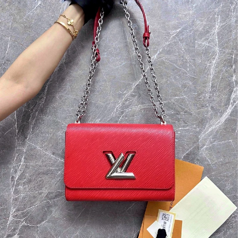 Louis Vuitton crossbody bags with a woven leather strap for texture*Receipt* LV Twist MM EPI Leather Red SHW