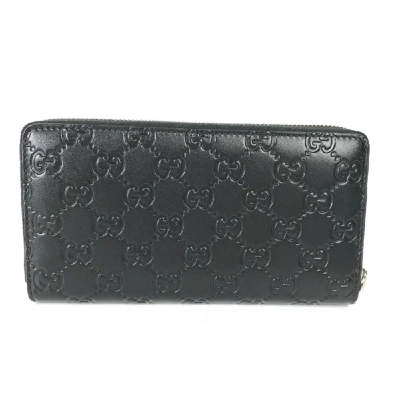 Gucci handbags for women with a back - zip pocketGUCCI Long Wallet Purse 473928 leather black GG long wallet Guccisima mens Secondhand