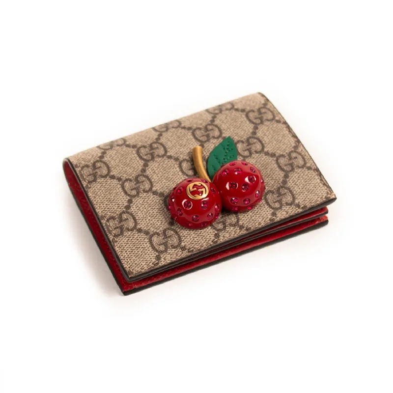 Ladies Gucci shoulder bags with a wide - width strapGucci Cherry Card Case