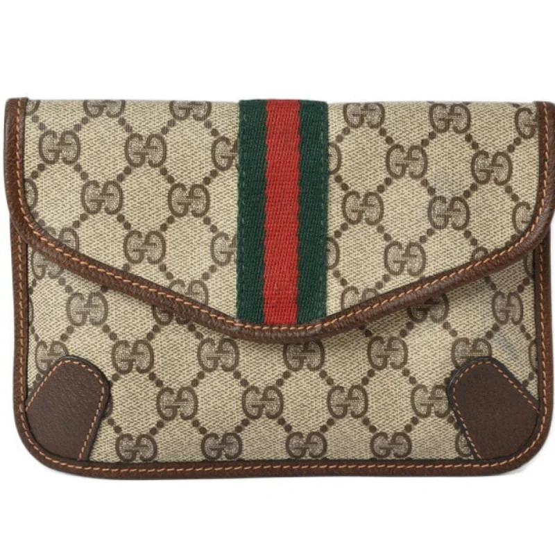 Gucci tote bags for women with a spacious interiorGucci Clutch Pouch/Multi Pouch Gucci GG Supreme Brown/Beige Webline