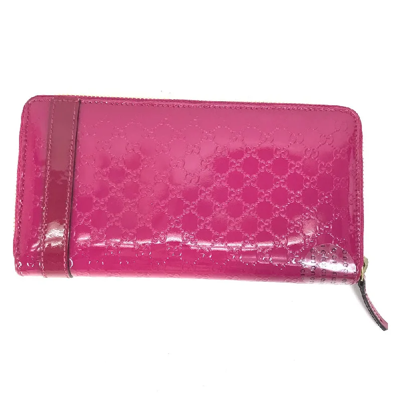 Gucci handbags for women with a patent - leather finishGUCCI Long Wallet Purse 309758 enamel pink Abbey GG pattern Guccisima Women Used