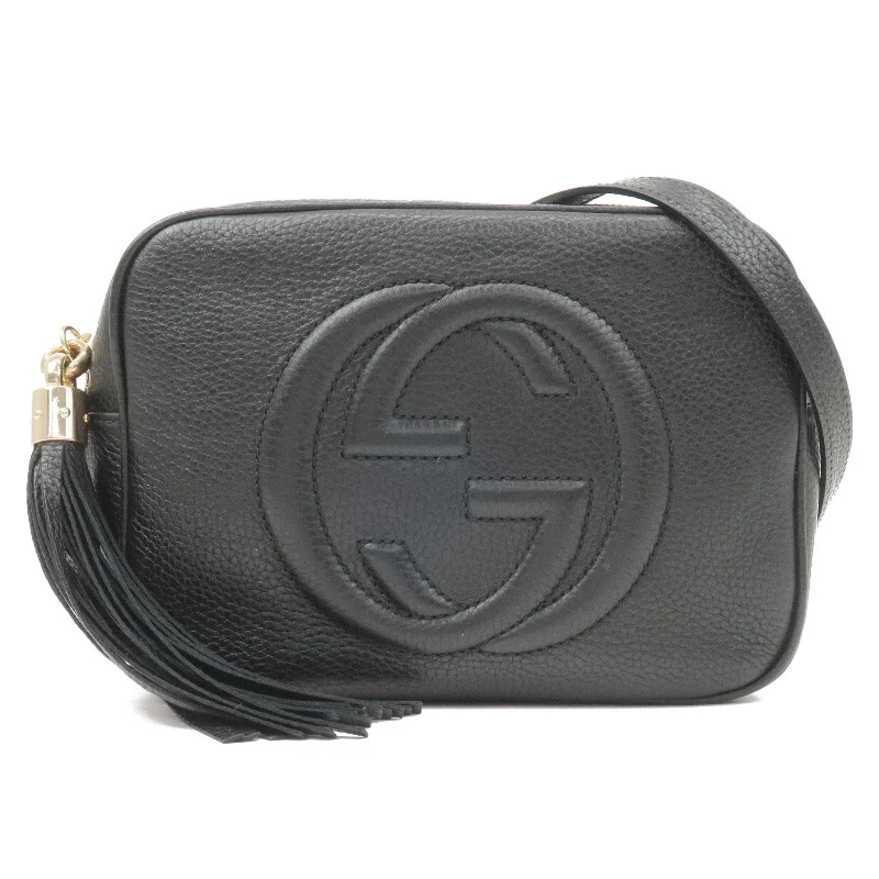 Gucci handbags for women with a patent - leather finishGUCCI SOHO Small Disco Leather Shoulder Bag Black 308364