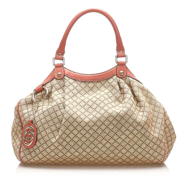 Small - sized Women Gucci shoulder bags for evening outingsGucci Diamante Sukey Canvas Tote Bag (SHG-15484)