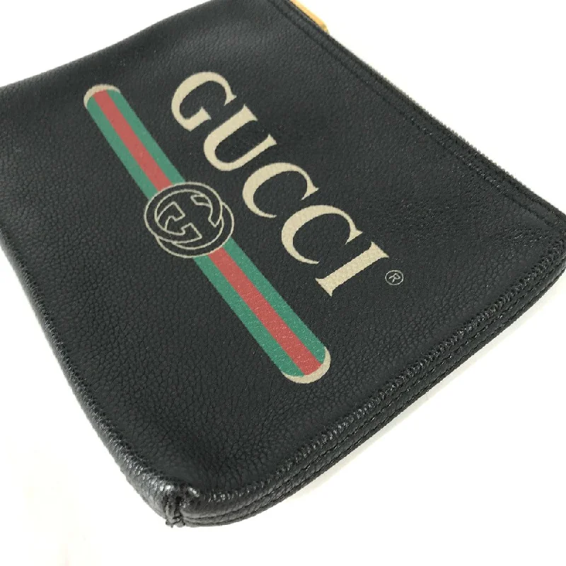 Ladies Gucci Dionysus bags with a chain - link shoulder strapGUCCI Clutch bag 495665 leather black logo Women Secondhand