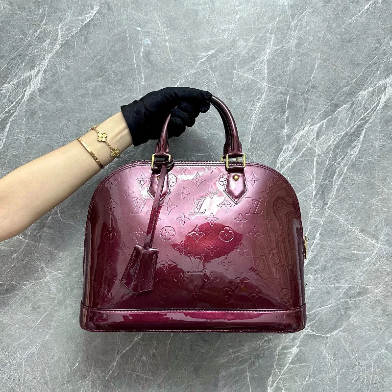 Louis Vuitton backpacks with a padded laptop compartment for travelLV Alma Vernis Patent Leather Plum GHW