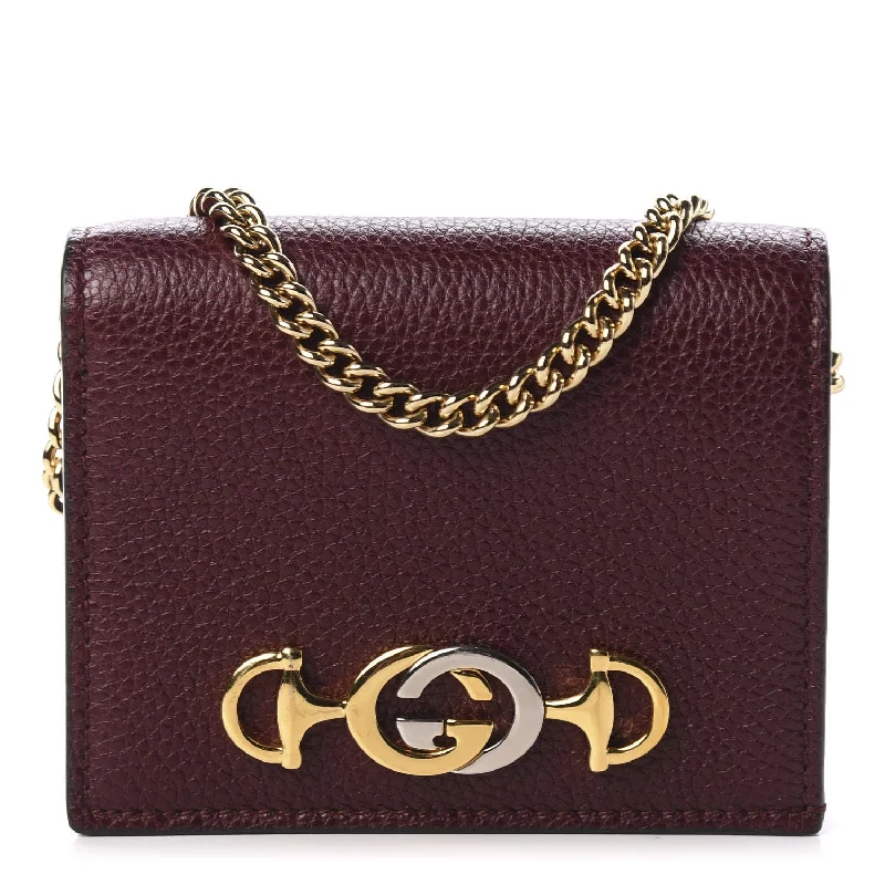 Women Gucci bags with a magnetic snap closure for easy accessGUCCI Calfskin Zumi Chain Wallet