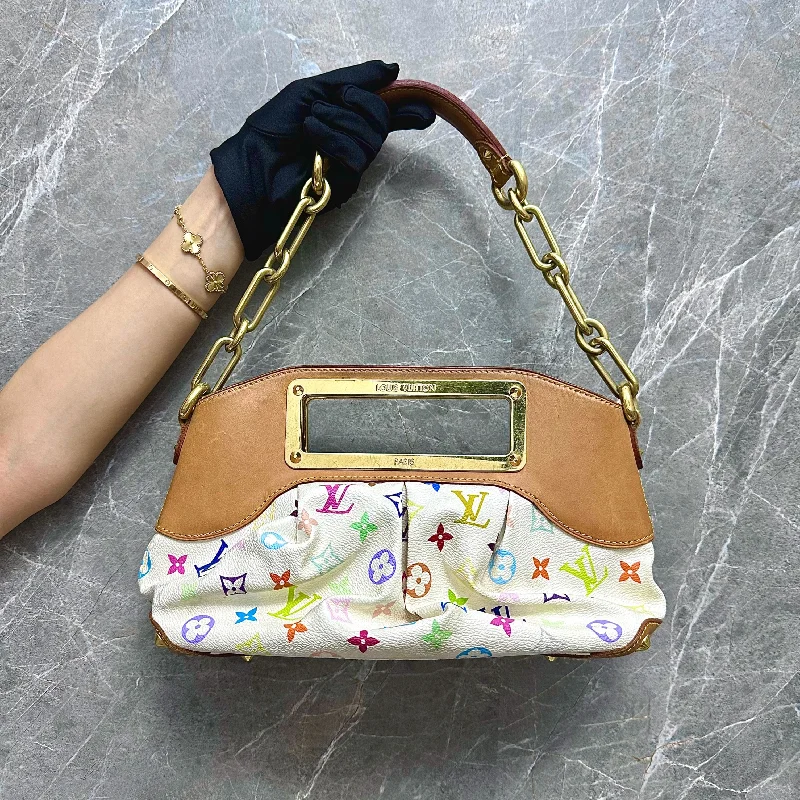 Ladies Louis Vuitton Petite Malle bags in a pastel color for a soft lookLV Judy PM Multicolor Monogram Shoulder Bag