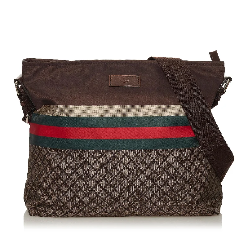 Gucci tote bags for women with a water - resistant coatingGucci Diamante Web Canvas Crossbody Bag