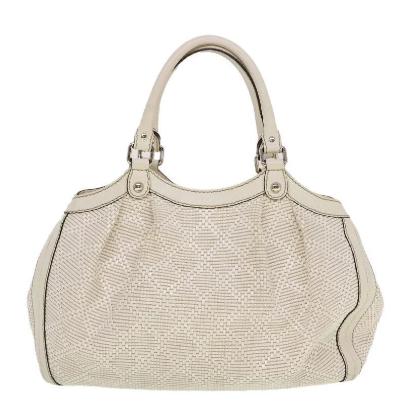 Women Gucci crossbody bags with a woven leather strapGucci Diamante GG Canvas Hand Bag Leather White 211944  am4493