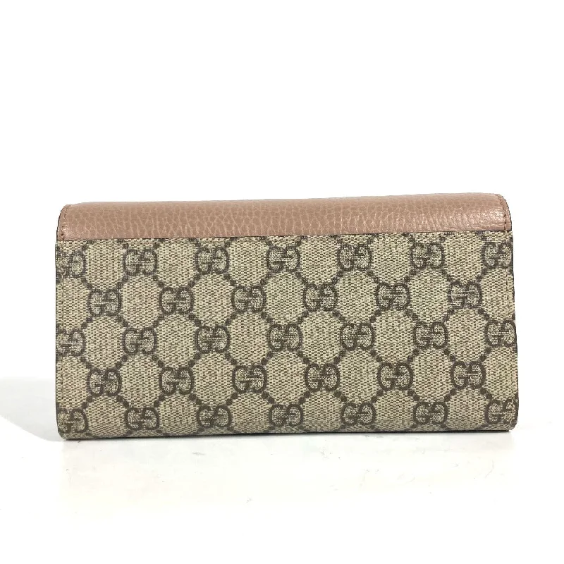 Gucci handbags for women with a patent - leather finishGUCCI Long Wallet Purse 456116 GG Supreme Canvas pink beige GG Supreme Double G Leather Continental Wallet Women Used