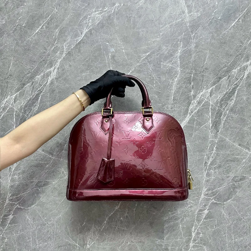 Louis Vuitton backpacks with a padded laptop compartment for travelLV Alma PM Vernis Patent Leather Burgundy GHW Louis Vuitton