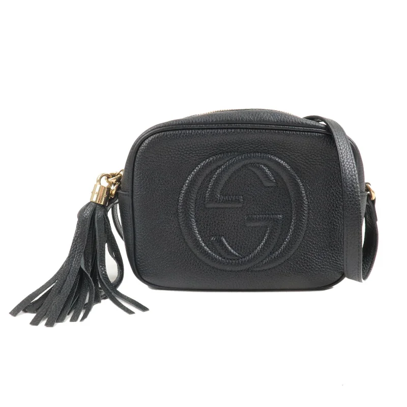 Ladies Gucci Dionysus bags with a detachable shoulder strapGUCCI SOHO Small Disco Leather Shoulder Bag Black 308364