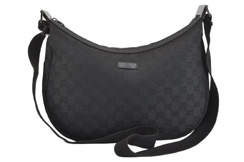 Gucci backpacks for women with a padded laptop compartmentAuthentic GUCCI Shoulder Cross Body Bag GG Canvas Leather 122790 Black 5624K