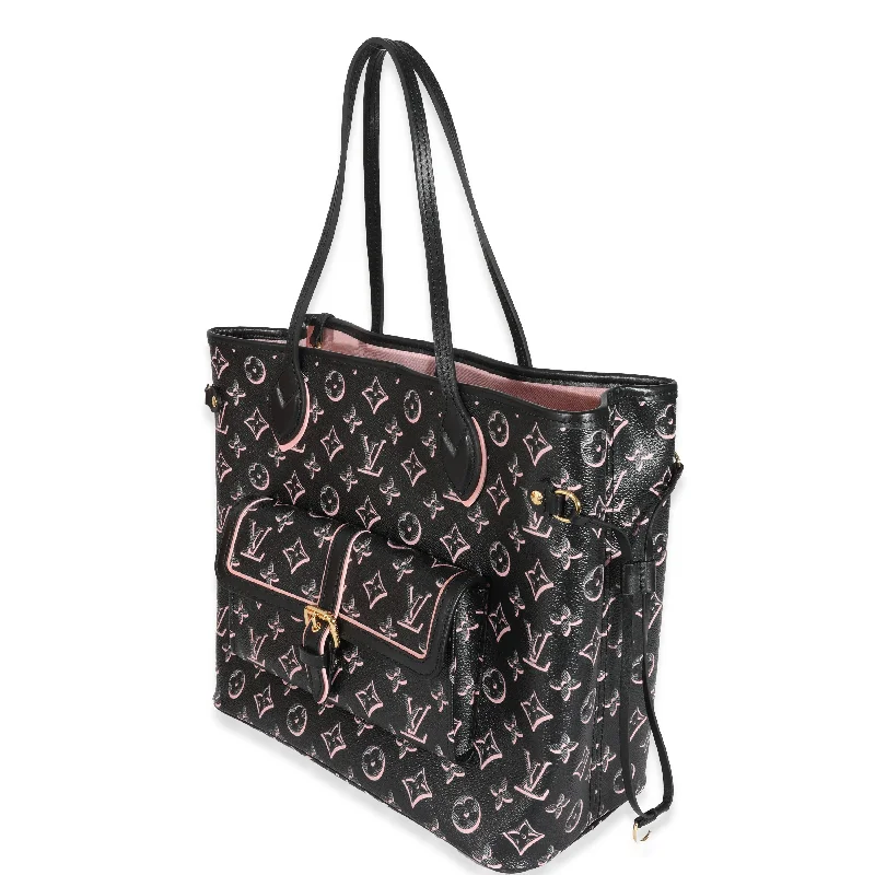 Louis Vuitton bags with a magnetic snap closure for easy accessLouis Vuitton Black Pink Monogram Canvas Fall For You Neverfull MM