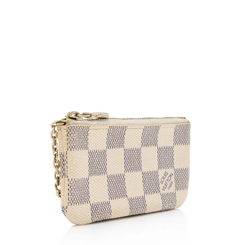 Louis Vuitton handbags with a beaded trim for a touch of glamourLouis Vuitton Damier Azur Key Pouch