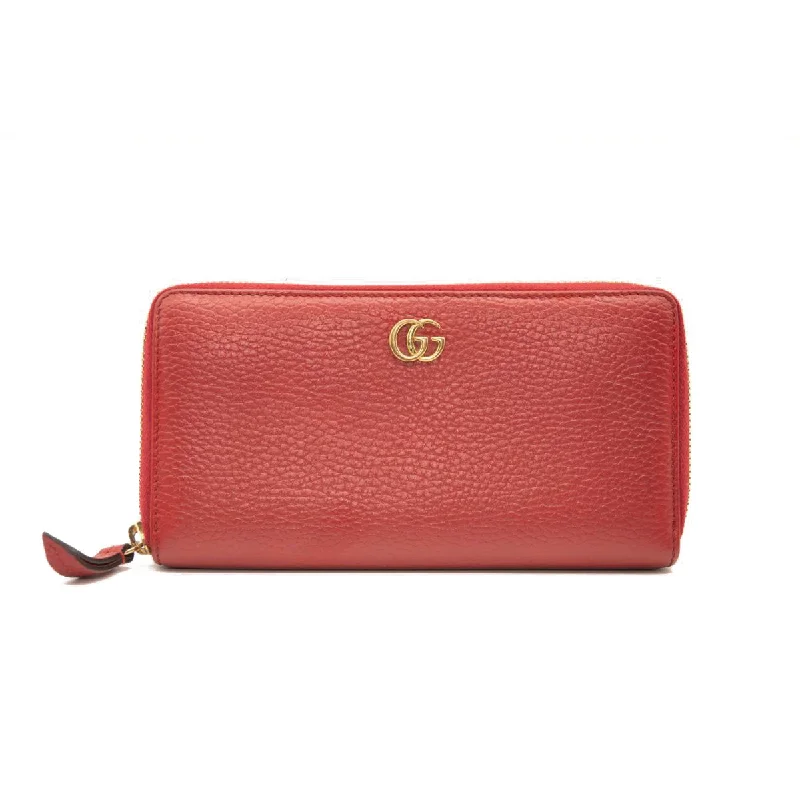 Gucci handbags for women with a beaded trimGucci Calfskin GG Marmont Continental Zip Wallet Hibiscus Red