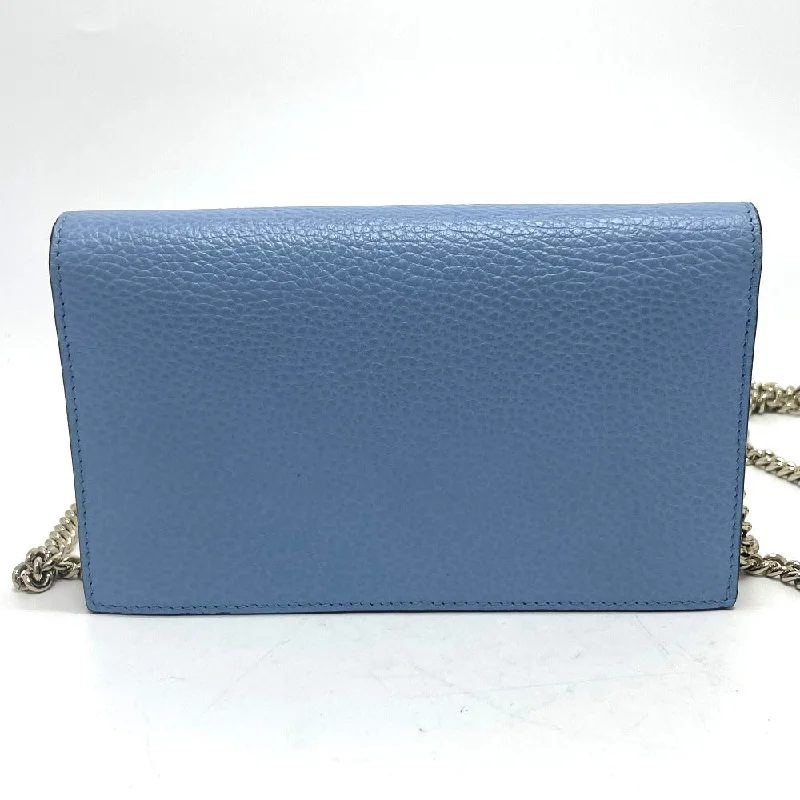 Gucci handbags for women with a patent - leather finishGUCCI Long Wallet Purse 466506 leather blue logo Chain wallet Women Secondhand