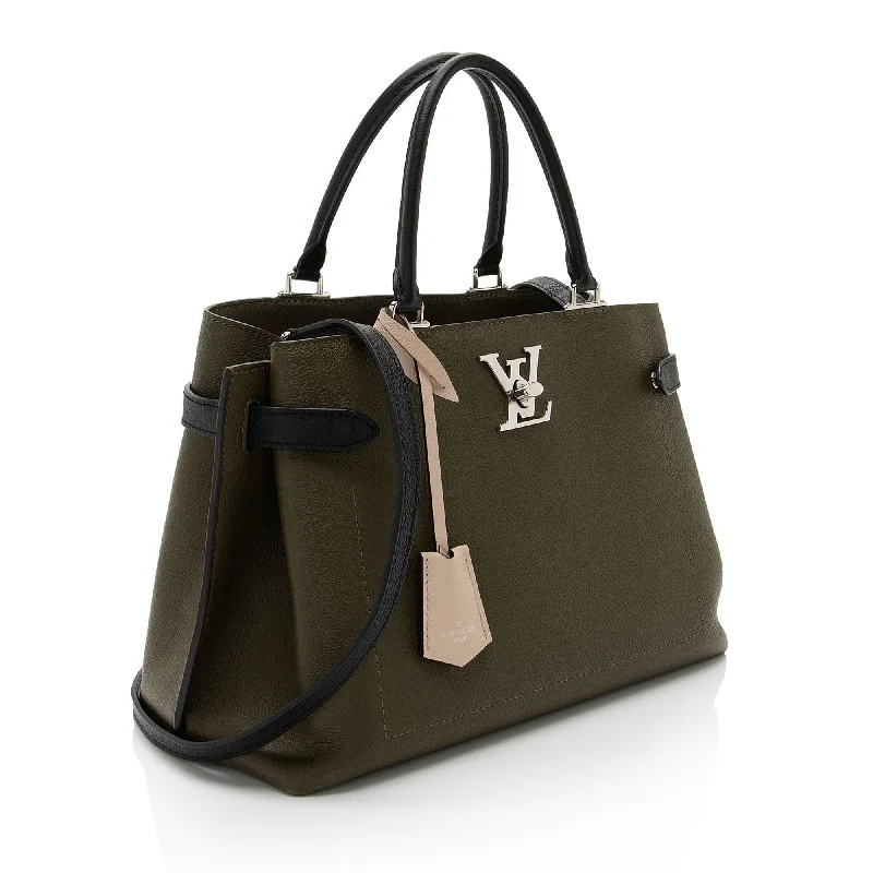 Louis Vuitton bags with a front - zip pocket for small items like keysLouis Vuitton Calfskin Lockme Day Tote (4AIww8)