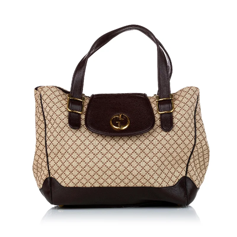 Gucci tote bags for women with a printed Gucci logoGucci Diamante 1973 Canvas Tote Bag