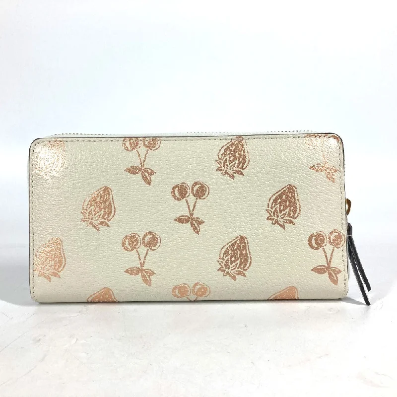 Ladies Gucci shoulder bags with a wide - width strapGUCCI Long Wallet Purse 456117 leather White x pink GG Marmont Cherry Strawberry Valentine Women Used