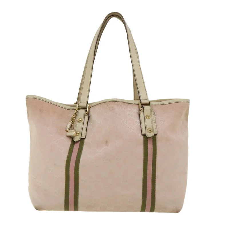 Gucci handbags for women with a back - zip pocketGUCCI GG Canvas Sherry Line Shoulder Bag 2Set Pink Beige  yk5006