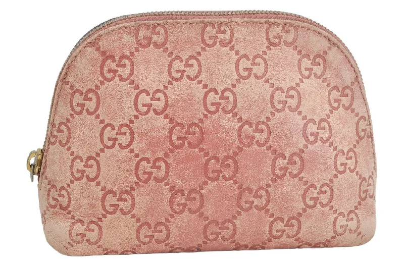 Women Gucci bags with a zippered interior pocketAuthentic GUCCI Vintage Guccissima GG Leather Pouch Purse 141810 Pink 1277K