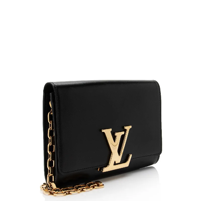 Ladies Louis Vuitton shoulder bags with a wide - width strap for comfortLouis Vuitton Calfskin Chain Louise Shoulder Bag (trlkqg)