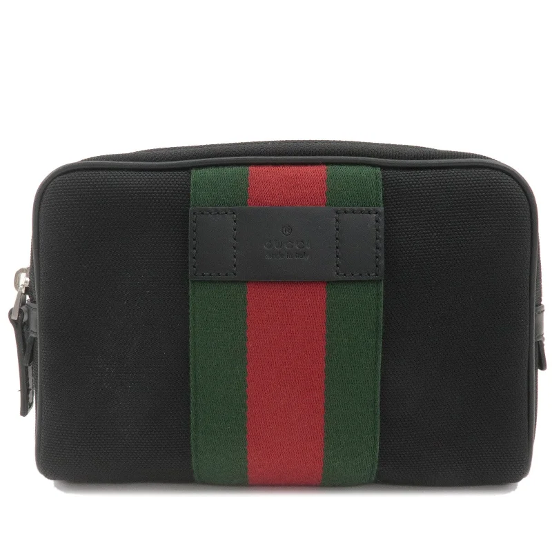 Gucci handbags for women with a back - zip pocketGUCCI Sherry Canvas Leather Waist Bag Body Bag Black 630919