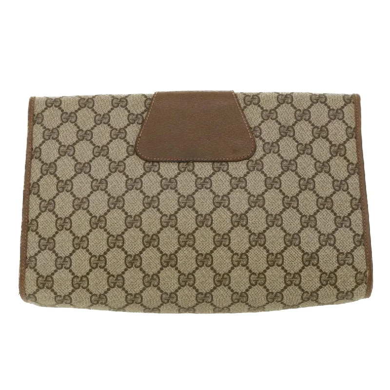 Medium - sized Women Gucci handbags for everyday useGUCCI GG Canvas Web Sherry Line Clutch Bag Beige Red Green 8901031  ny173