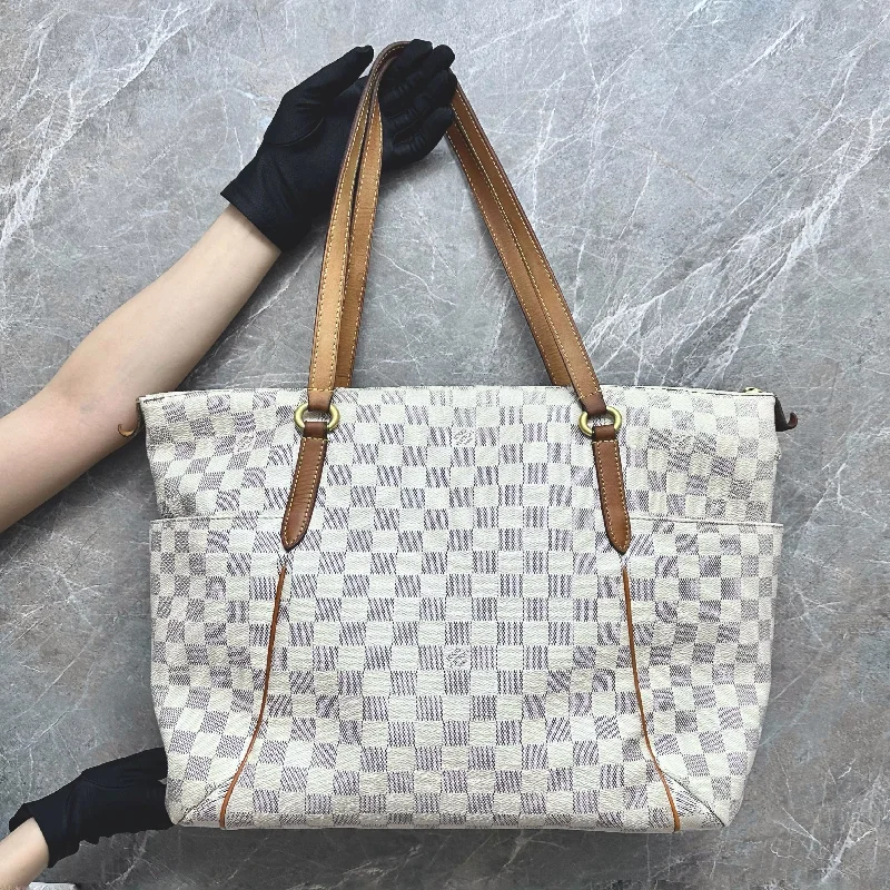 Louis Vuitton bags with a snap - button closure and a decorative charm for styleLV Totally GM Damier Azuer Tote Bag Canvas Louis Vuitton