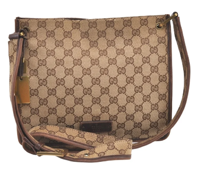 Gucci Marmont bags for women with a snakeskin - effect panelAuthentic GUCCI Shoulder Cross Body Bag GG Canvas Leather 91762 Brown 1274K