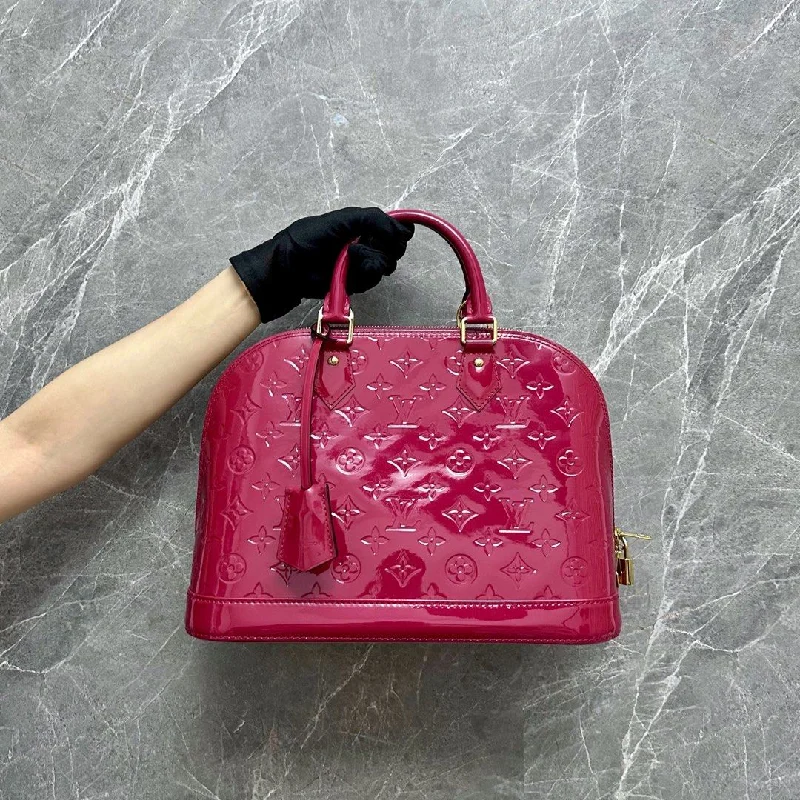 Louis Vuitton bags with a detachable mobile phone holder for convenience*Like New* LV Alma PM Vernis Cherry GHW