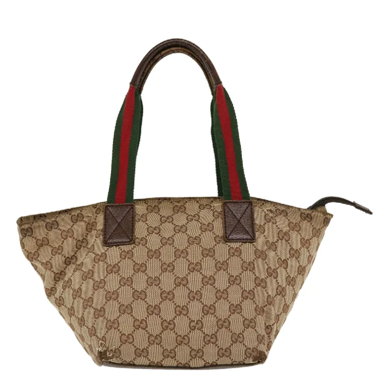 Women Gucci Sylvie bags with a leather - wrapped handleGUCCI Web Sherry Line GG Canvas Hand Bag Beige Green Red 214397  rd4468