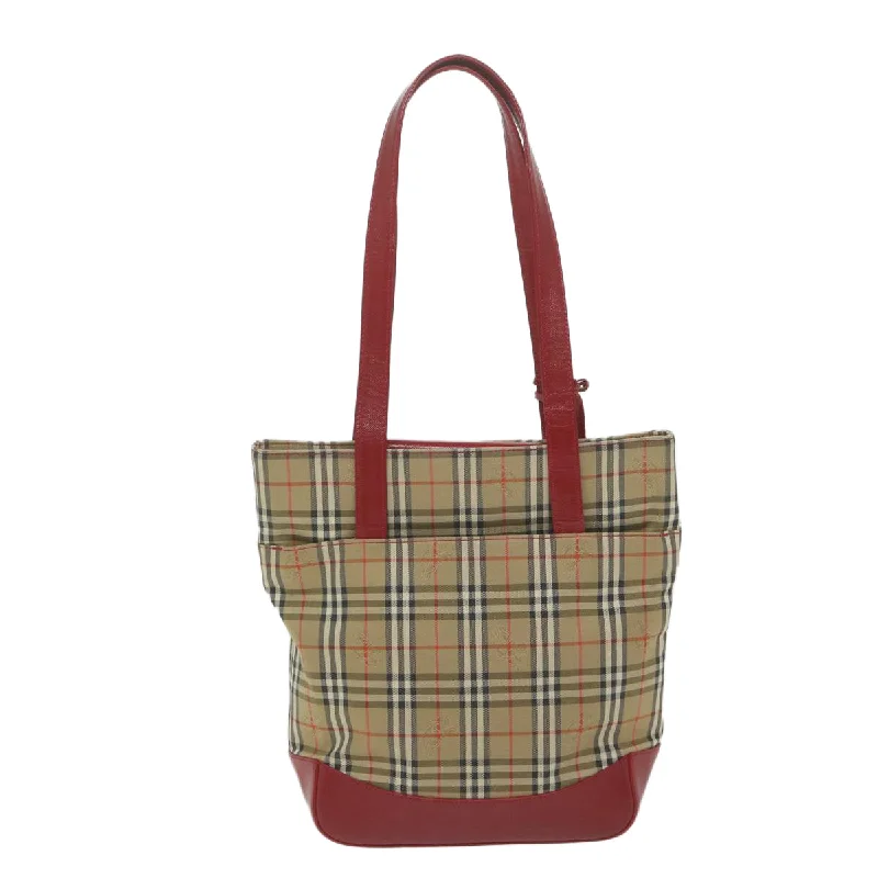 Burberry Bags with RFID Blocking TechnologyBURBERRY Nova Check Tote Bag Nylon Leather Beige Red  62340