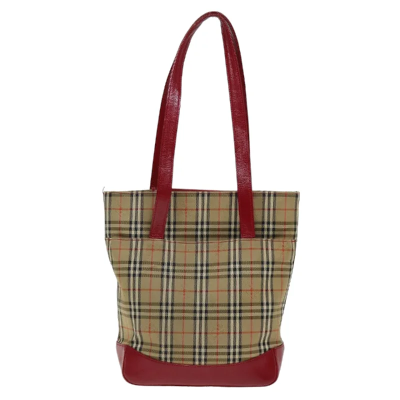 Burberry Bags with Reflective Elements for SafetyBURBERRY Nova Check Tote Bag Canvas Beige Red  75837