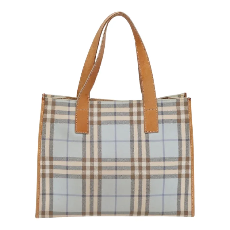 Minimalist Burberry Bags for a Sleek LookBURBERRY Nova Check Tote Bag PVC Leather Light Blue Brown  85709