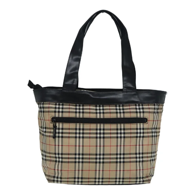 Sustainable Burberry Bags Made from Recycled MaterialsBURBERRY Nova Check Tote Bag Nylon Beige Black  ti1868