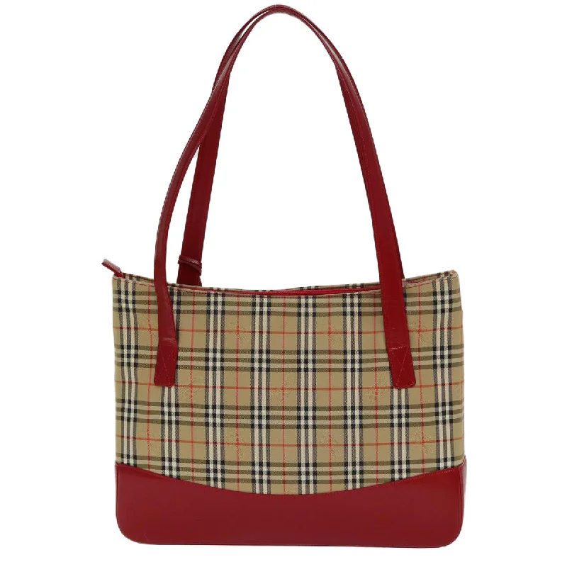 Burberry Bags with RFID Blocking TechnologyBURBERRY Nova Check Tote Bag Canvas Leather Beige Red  77506