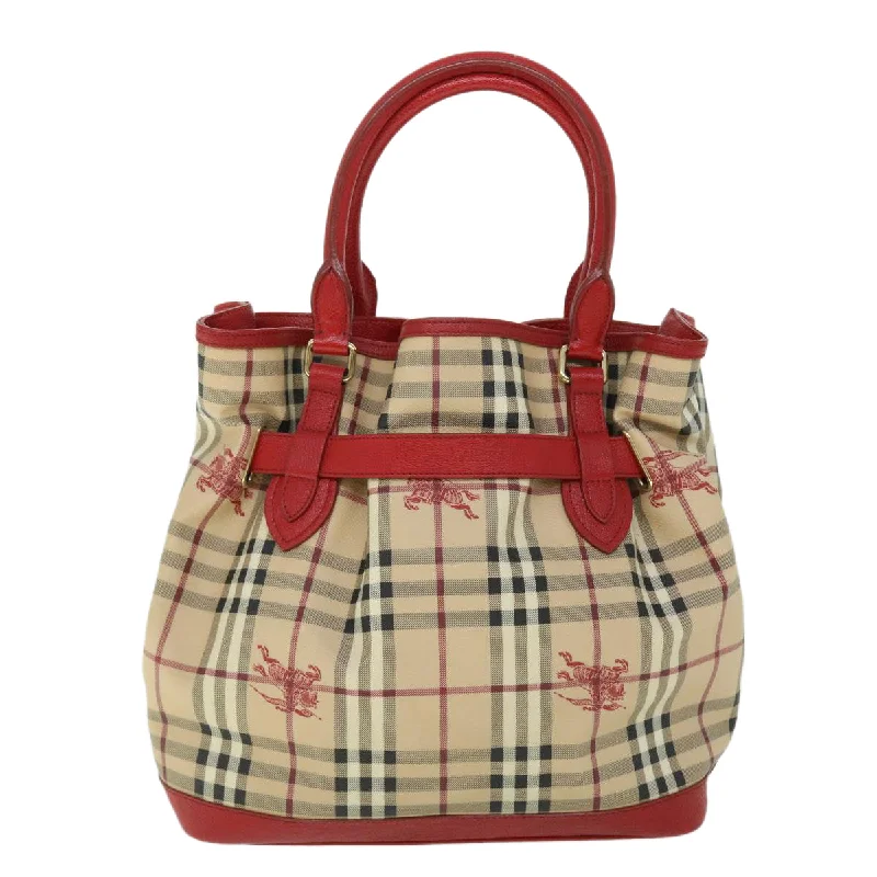 Easy - to - Clean Burberry Bags for Busy LifestylesBURBERRY Nova Check Tote Bag PVC Leather Beige Red  yk8482