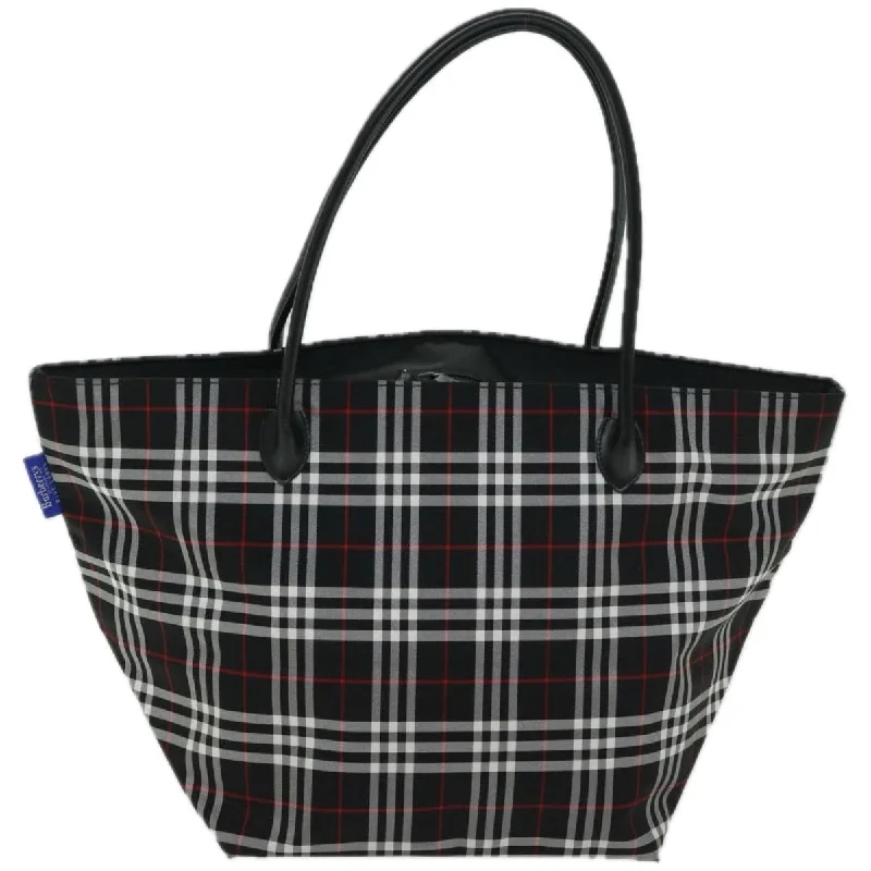 Two - Tone Burberry Bags for a Modern AestheticBURBERRYSs Nova Check Blue Label Tote Bag Nylon Black  bs12380