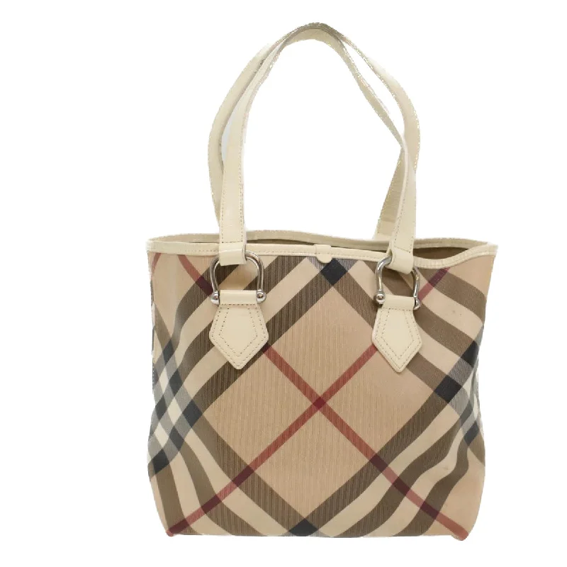 Statement - Making Oversized Burberry BagsBURBERRY Nova Check Tote Bag PVC Leather Beige  51455