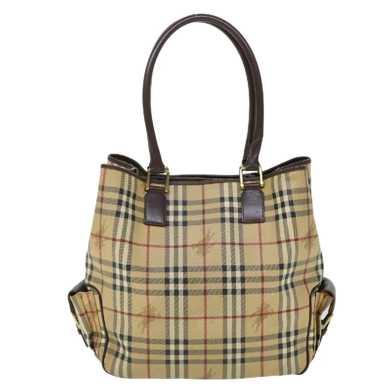 Pet - Friendly Burberry Pet Carrier BagsBURBERRY Nova Check Tote Bag PVC Leather Beige Brown  52765