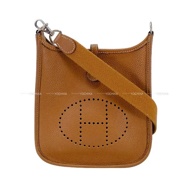 Hermès Kelly Bags with a detachable shoulder strap for versatility[Pre-loved] HERMES Shoulder bag Evelyne 16 TPM Gold Taurillon Clemence Silver HW Stamp U[USED A][Authentic]