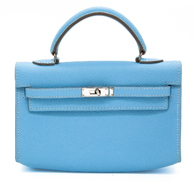 Hermès Kelly Bags with a quilted leather exterior for a luxurious feelBlue Celeste Micro Kelly