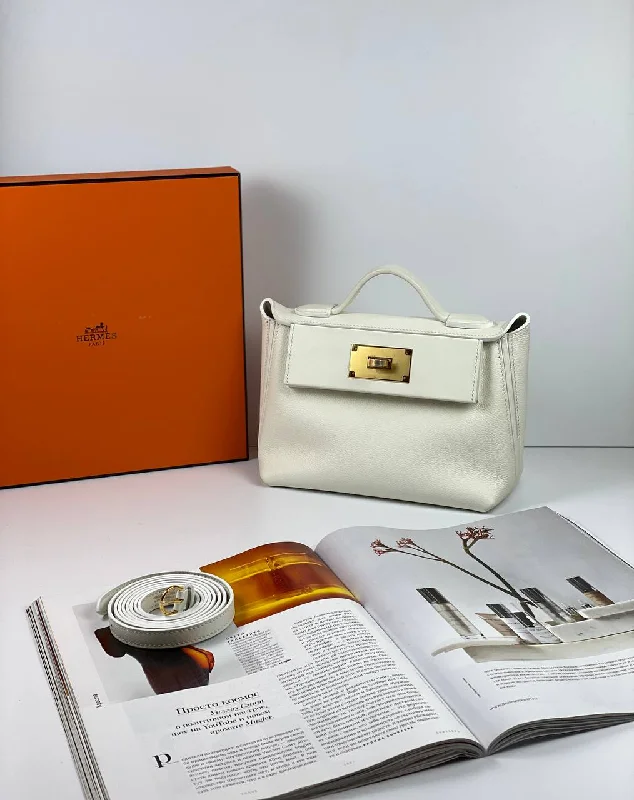 Hermès Kelly Bags in a bold orange for a standout appearanceHermes 24/24 Bag Evercolor with Swift 21  white Gold Hardware