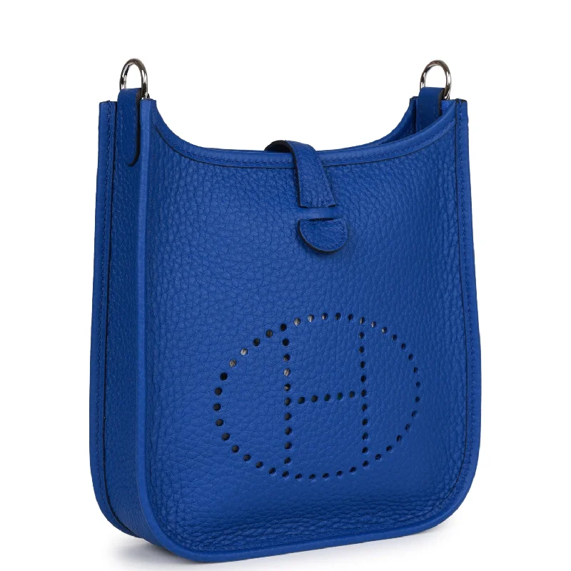 Hermès Kelly Bags with a magnetic - snap closure for easy accessHermes Evelyne TPM Bleu Royal Clemence Palladium Hardware