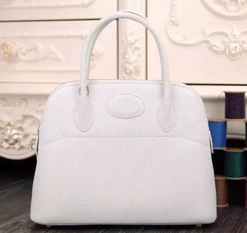 Hermès Kelly Bags featuring hand - painted floral motifsHermes Bolide 31cm Togo Leather White Bag