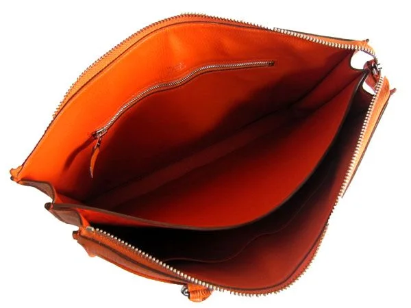 Hermès Kelly Bags with a front - pocket for quick - access itemsHermes Briefcases H2097 Briefcase Cow Leather Orange Handbag